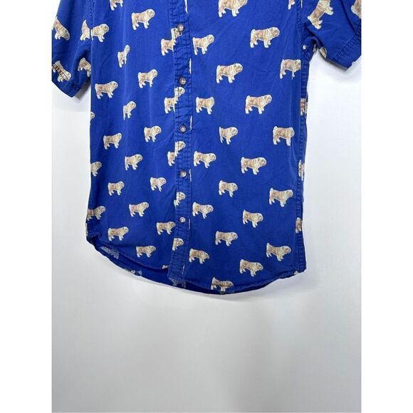 Dirty Laundry Shirt Mens Button Front Short Sleeve Bulldog Print Size Small - Picture 6 of 11